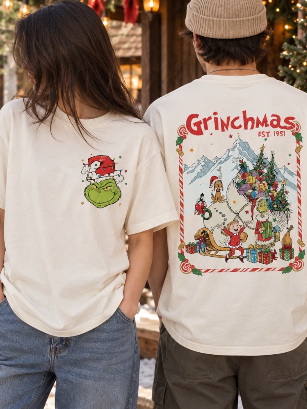 Grinchmas Christmas Shirt Green Guy Sleigh 2 Sided Tee